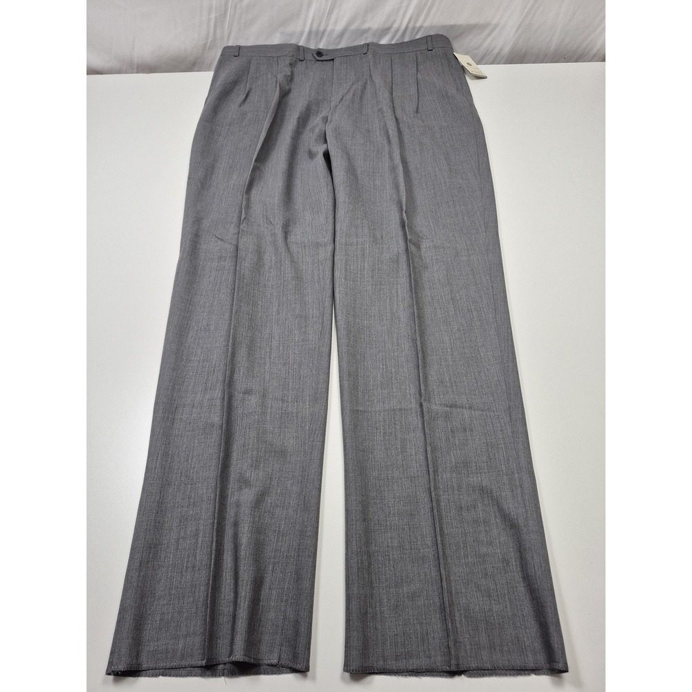 Carlo Mandrone Dress Pants Mens 46x36 Gray Wool Pleated Classic Fit Unhemmed NWT